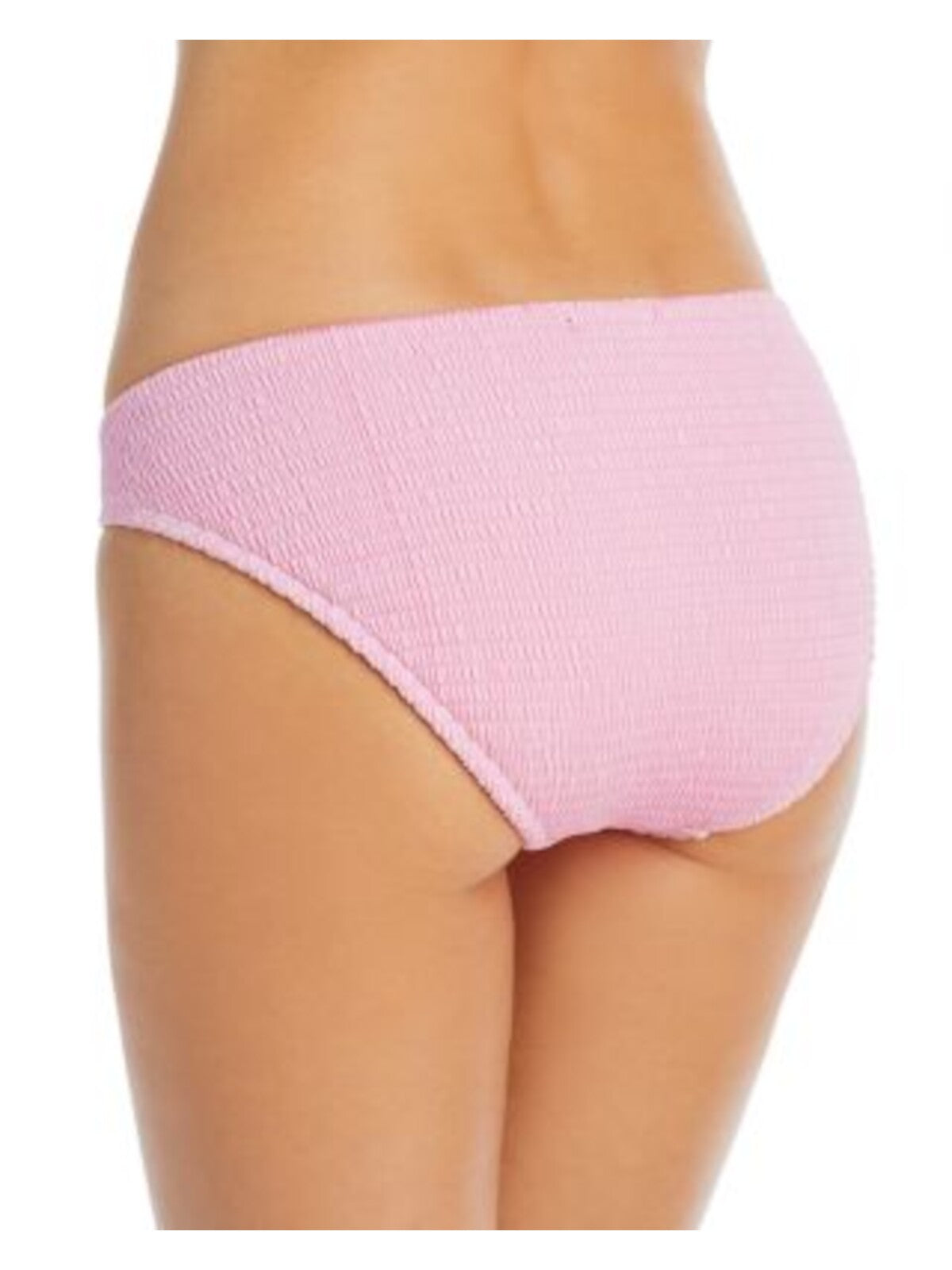 AQUA SWIM Women's Pink Stretch Elastic Waist Ring Textured Bikini Swimwear Bottom M