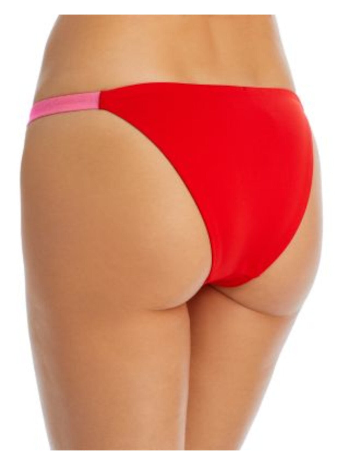 AQUA SWIM Women's Red Color Block Stretch Elasticized Waist Bikini Swimwear Bottom M