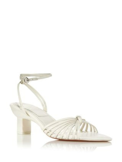 3.1 PHILLIP LIM Womens White Knotted Ankle Strap Padded Strappy Verona Pointed Toe Sculpted Heel Buckle Leather Heeled Sandal 39