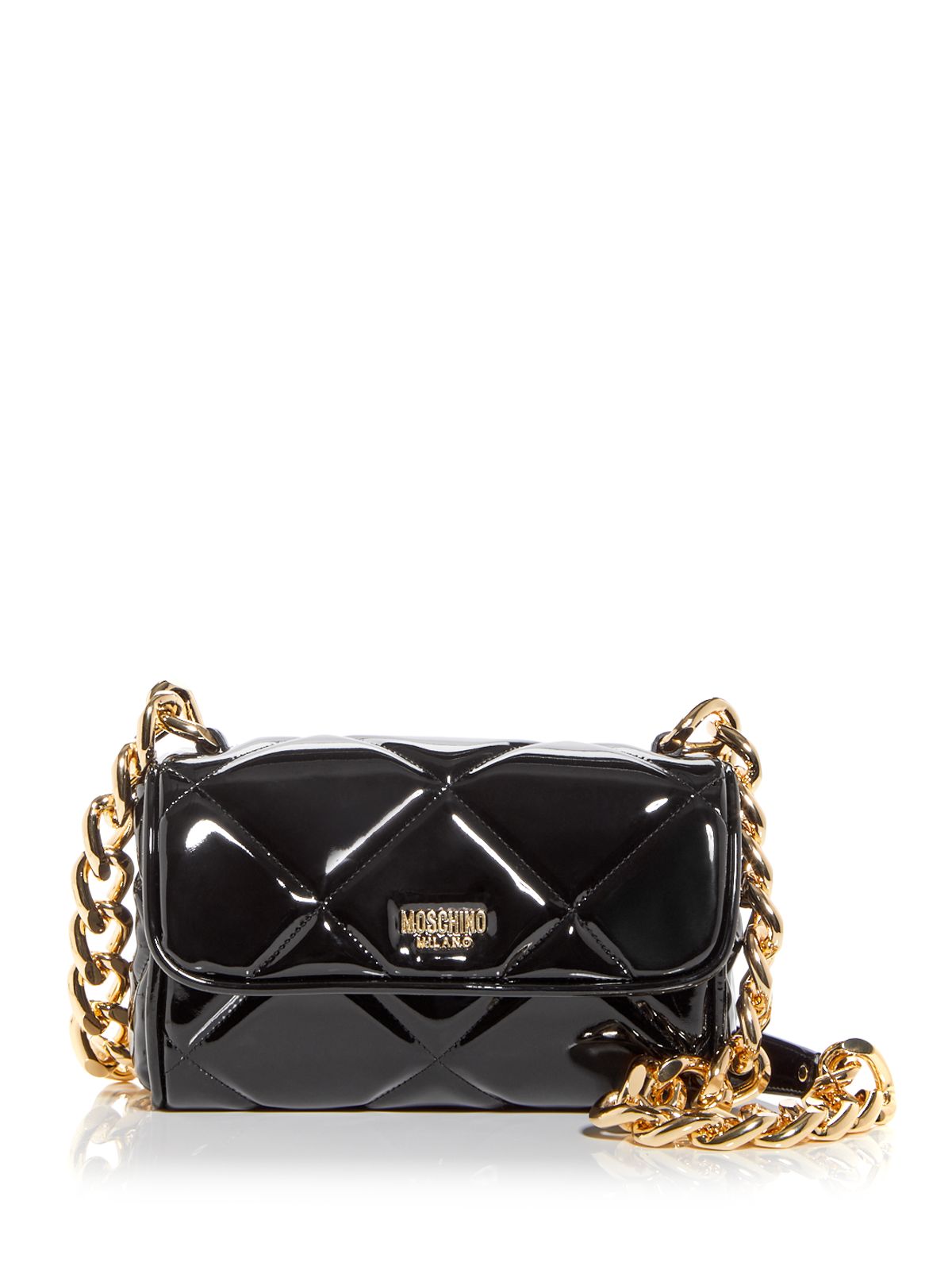 MOSCHINO Women's Black Solid Chunky Quilted Chain Strap Shoulder Bag
