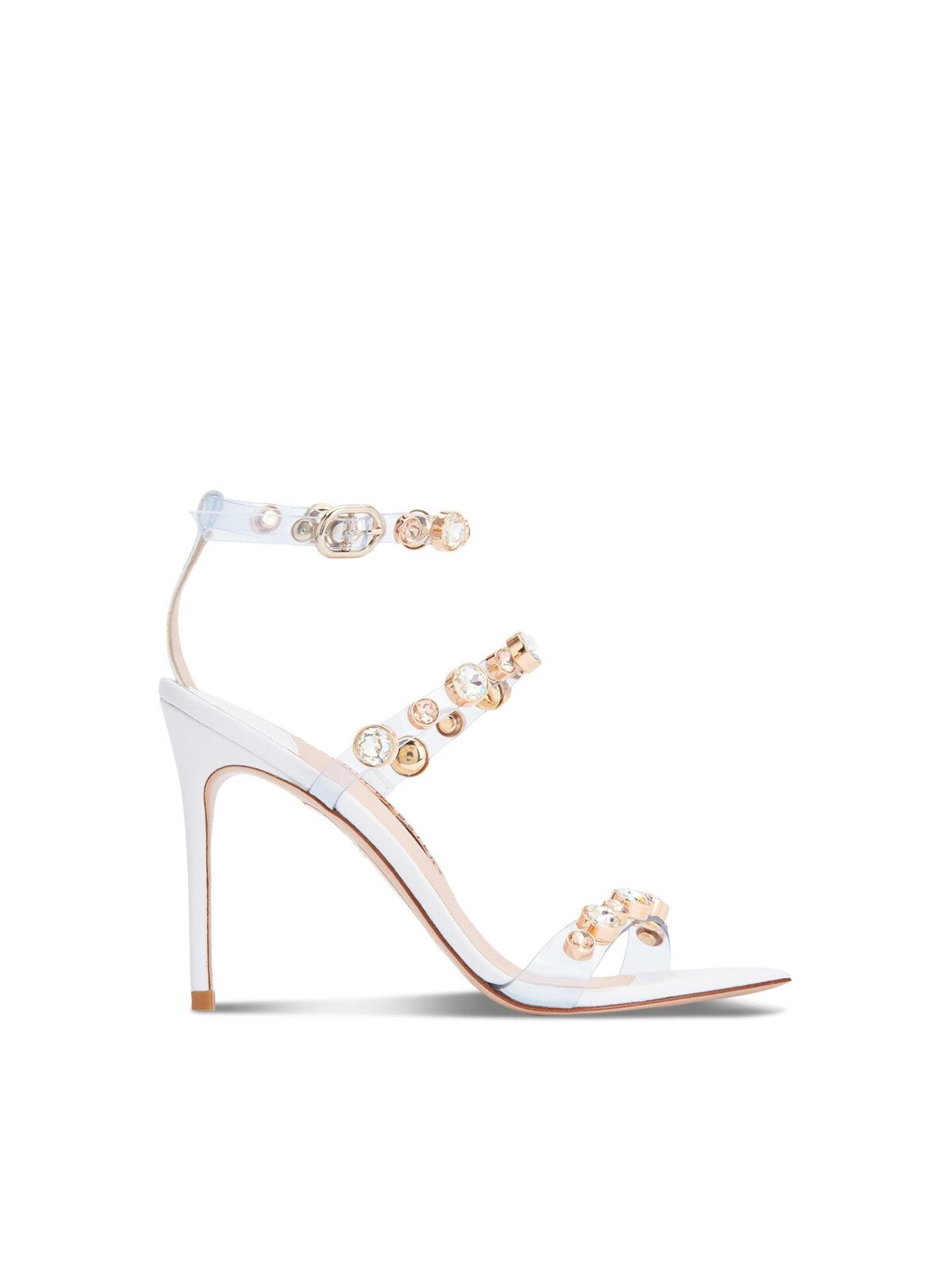 SOPHIA WEBSTER Womens White Embellished Adjustable Rosalind Square Toe Stiletto Buckle Dress Heels Shoes 37.5