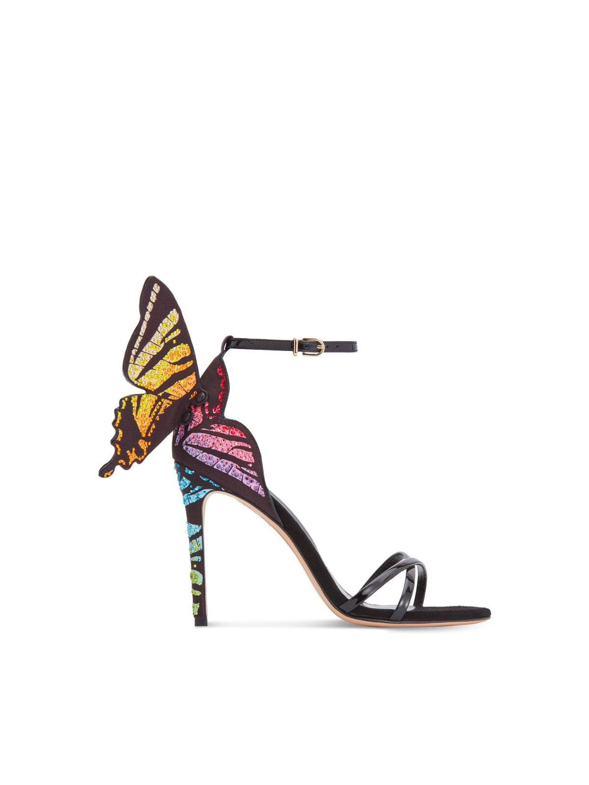 SOPHIA WEBSTER Womens Black Butterfly Adjustable Chiara Open Toe Stiletto Buckle Dress Heeled Sandal 39