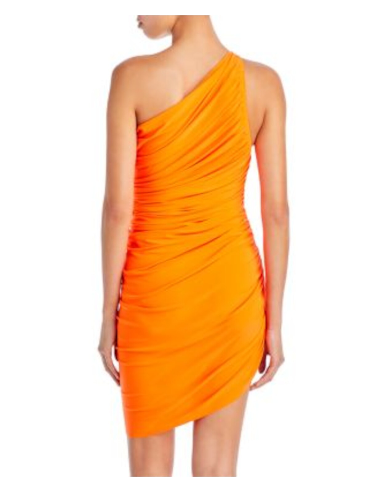 NORMAKAMALI Womens Orange Sleeveless Asymmetrical Neckline Mini Cocktail Body Con Dress S