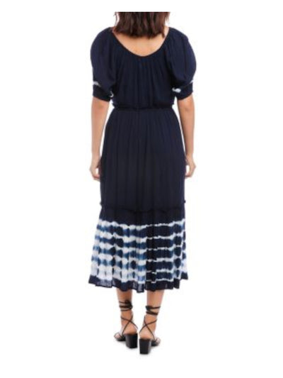 KAREN KANE Womens Pocketed Pouf Sleeve Scoop Neck Midi Fit + Flare Dress