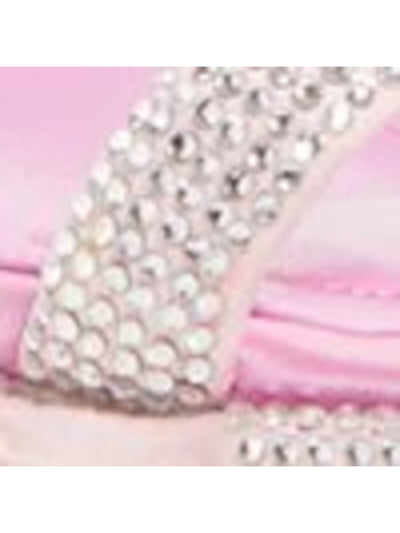 JOHNATHAN SIMKHAI Womens Pink Padded Embellished Ankle Strap Icon Square Toe Flare Buckle Heeled