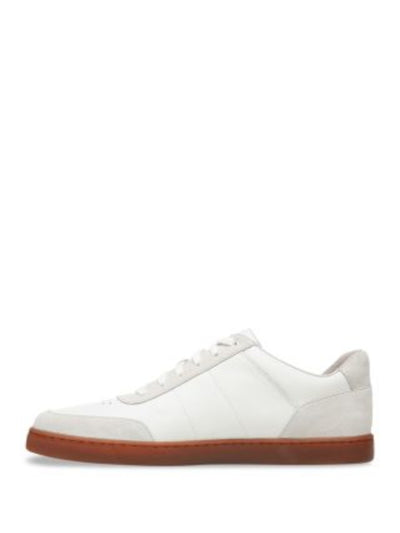 VINCE. Mens White Mixed Media Logo Accents Padded Perforated Noel Round Toe Lace-Up Leather Sneakers Shoes 11.5 M