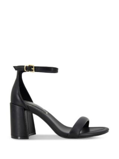 KENNETH COLE NEW YORK Womens Black Ankle Strap Padded Luisa Almond Toe Block Heel Buckle Heeled Sandal 7 M