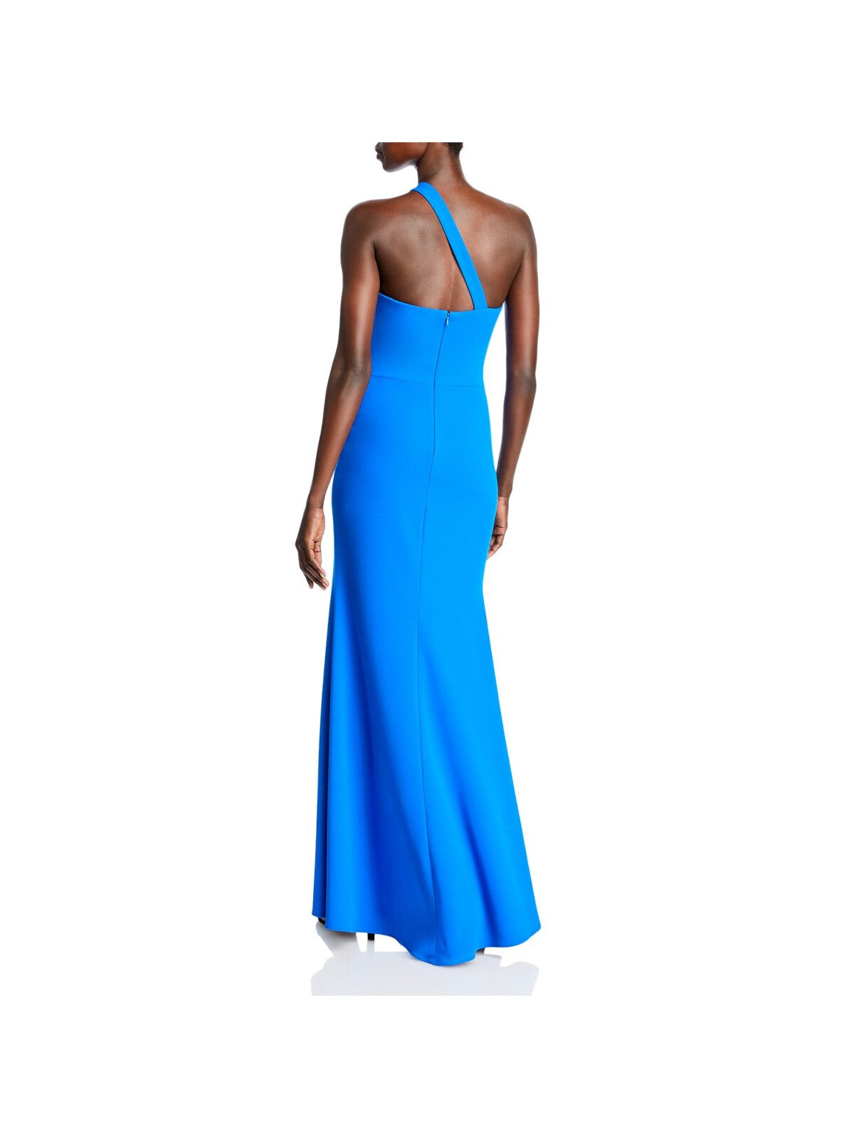 AQUA FORMAL Womens Blue Zippered Slitted Lined Seamed Waist Contrast Inse Sleeveless Asymmetrical Neckline Full-Length Formal Gown Dress 4