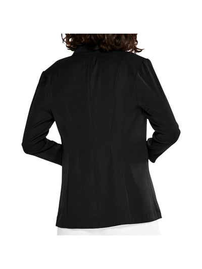 NIC+ZOE Womens Black Open Front Unlined Bracelet Sleeves Shoulder Pads Wear To Work Blazer Jacket 12