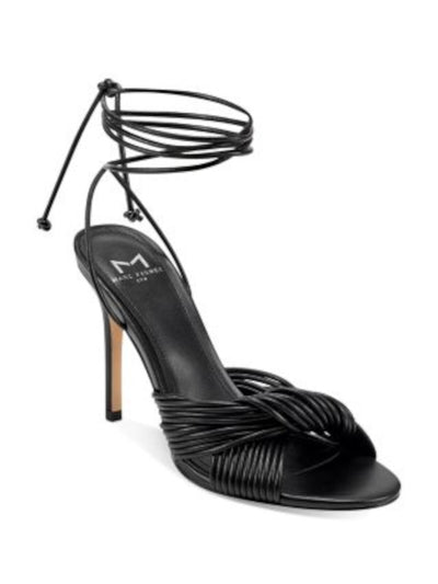 MARC FISHER LTD Womens Black Twisted Ankle Wrap Tie Padded Strappy Brista Almond Toe Stiletto Lace-Up Dress Heeled Sandal 7.5 M