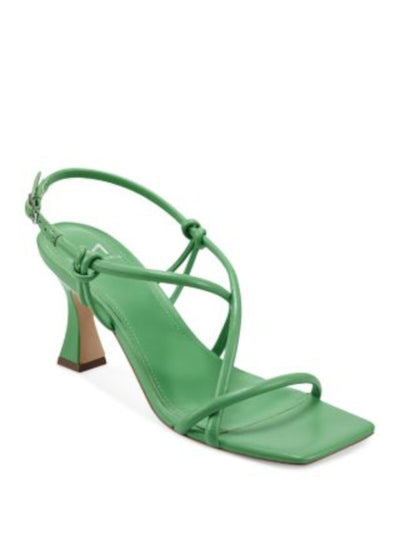 MARC FISHER LTD Womens Green Crisscross Straps Padded Mldayne Square Toe Flare Buckle Leather Slingback Sandal 8.5 M