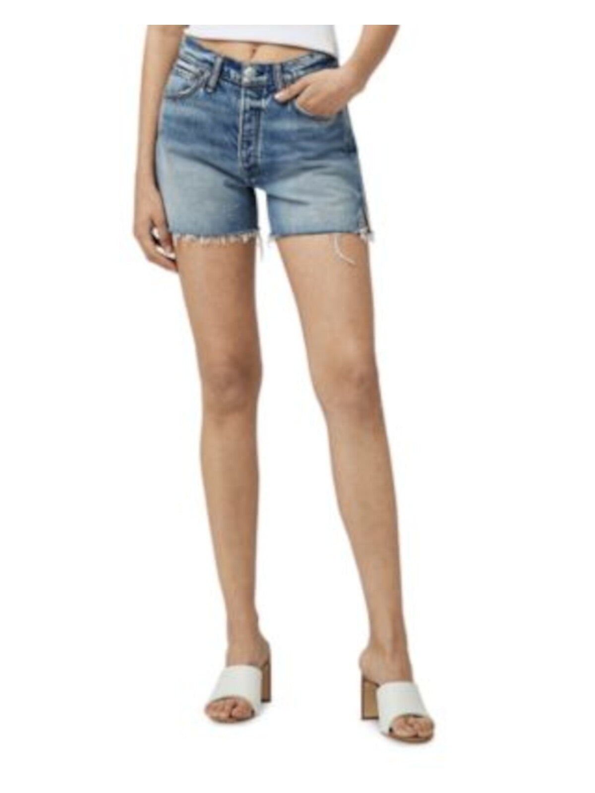 RAG & BONE Womens Blue Pocketed Button Fly Frayed Hem Belt Loops Shorts Shorts 27