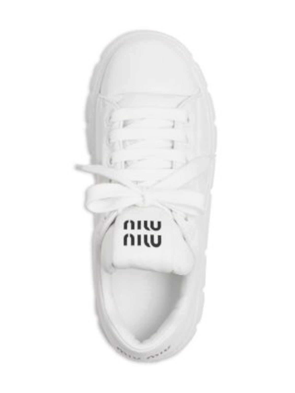 MIU MIU Womens White 1-1/2" Platform Padded Tongue Padded Calzature Donna Round Toe Wedge Lace-Up Leather Sneakers Shoes 40