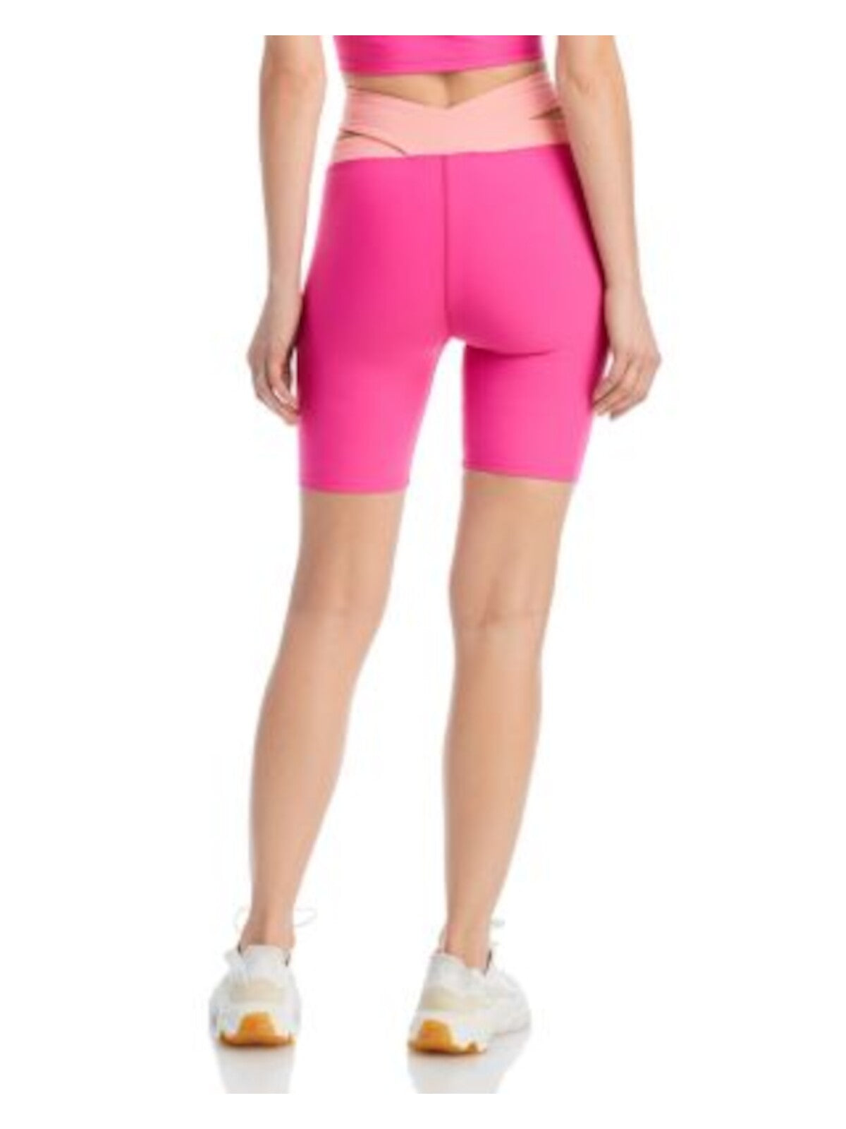 AQUA ATHLETIC Womens Cut Out Active Wear Criscross High Waistband Bike Shorts
