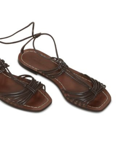 LOEFFLER RANDALL Womens Brown Knotted Strappy Romy Square Toe Lace-Up Leather Sandals Shoes 7.5