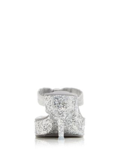 ALEXANDER WANG Womens Silver Glitter Padded Jessie Square Toe Kitten Heel Slip On Heeled Thong Sandals 37