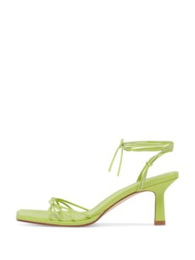 AEYDE Womens Green Knotted Ankle Wrap Tie Strappy Padded Roda Square Toe Block Heel Lace-Up Leather Heeled Sandal 38