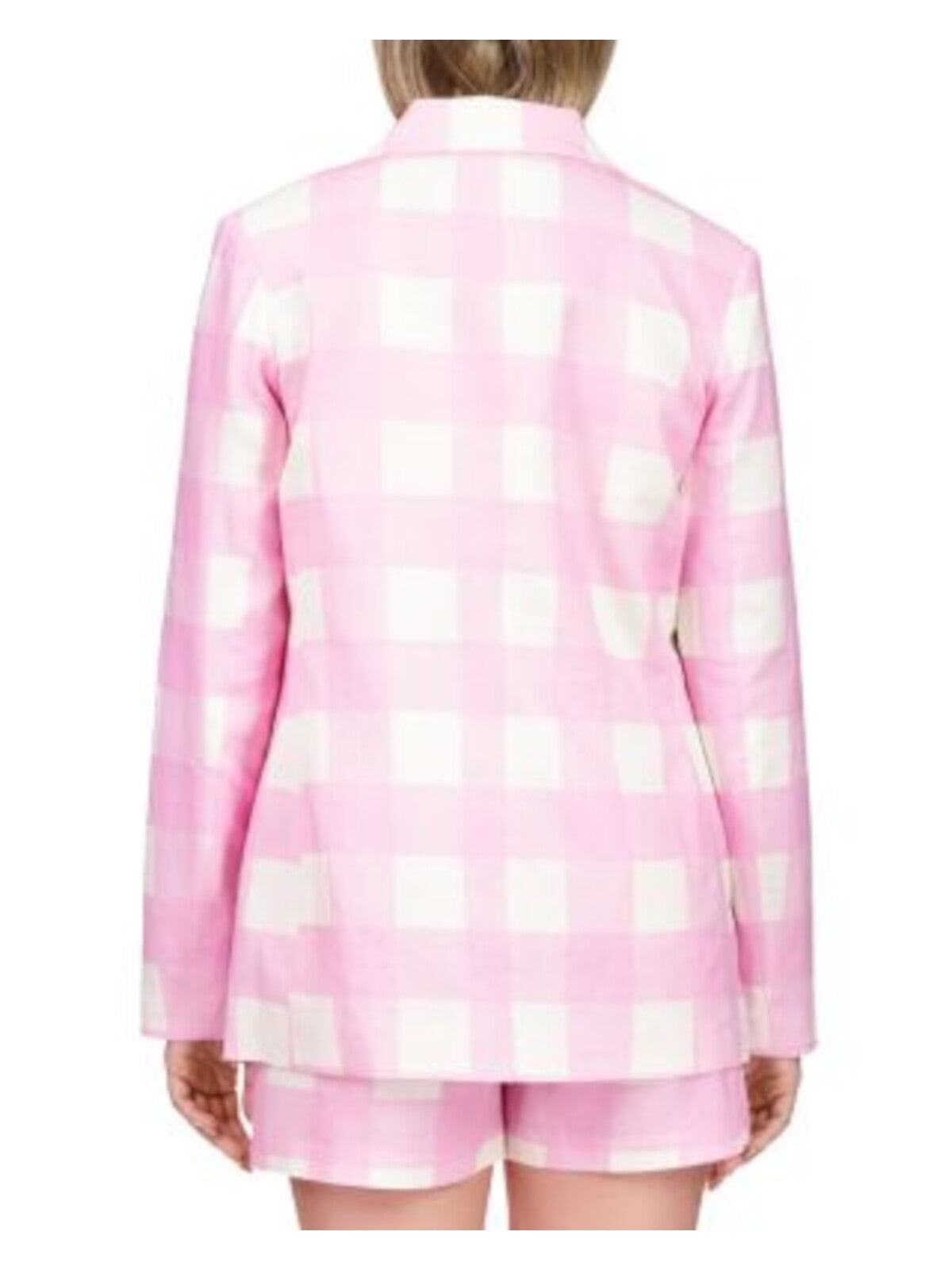 SANCTUARY Womens Pink Pocketed Lined One Button Closure Check Wear To Work Blazer Jacket XS