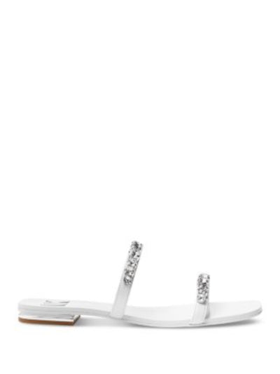 MICHAEL MICHAEL KORS Womens White Embellished Goring Jessa Square Toe Slip On Slide Sandals Shoes 9.5 M