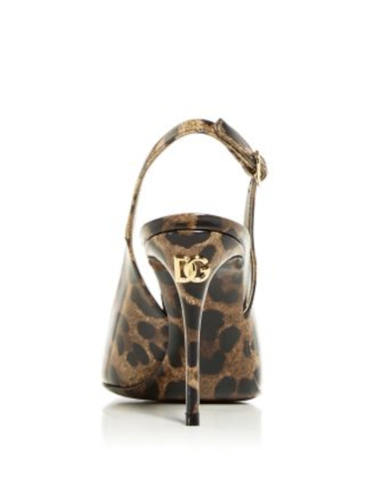 DOLCE & GABBANA Womens Brown Leopard Print Padded Pointed Toe Stiletto Buckle Leather Slingback Sandal 36