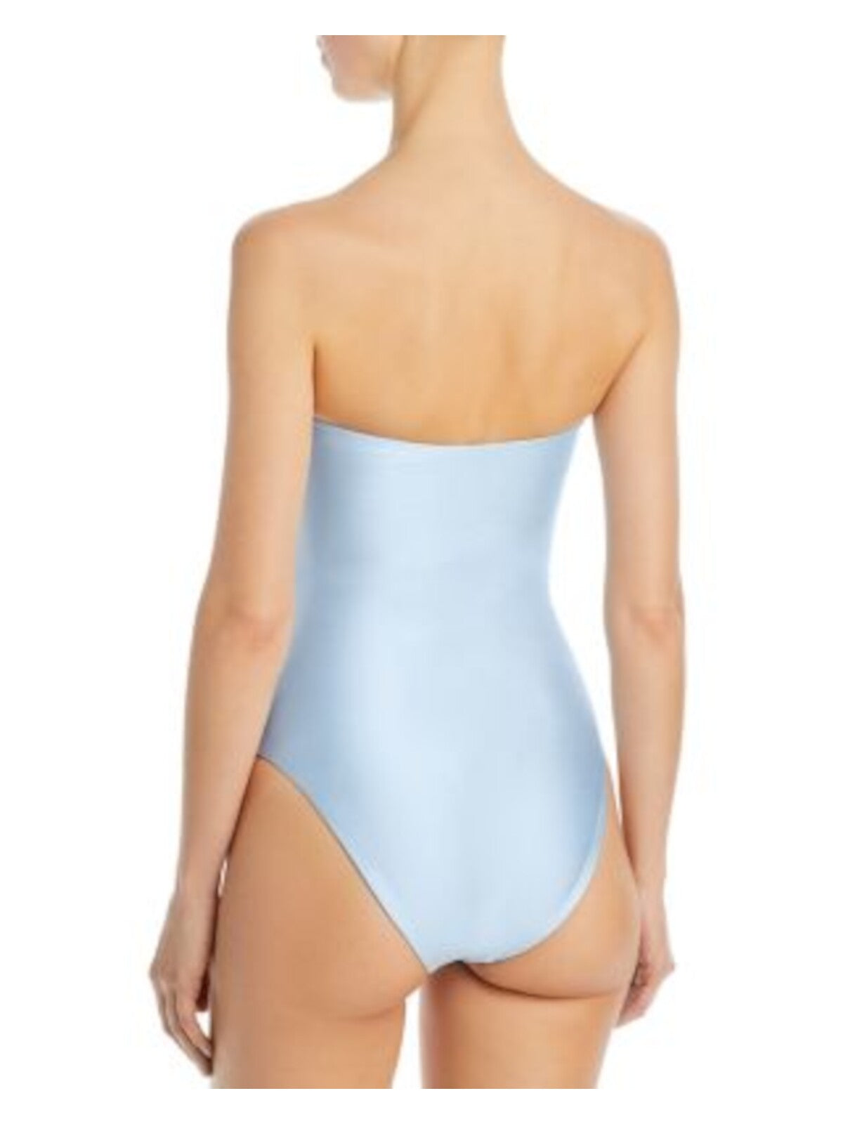 JADE SWIM Women's Light Blue Ruched Ring Alyda Bandeau One Piece Swimsuit S