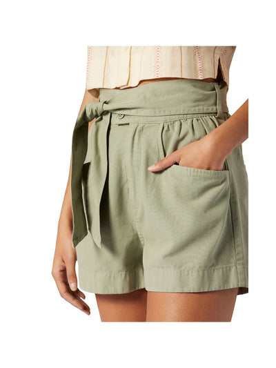 JOIE Womens Green Zippered Pocketed Gathered Self-tie Belt Shorts Shorts XXS