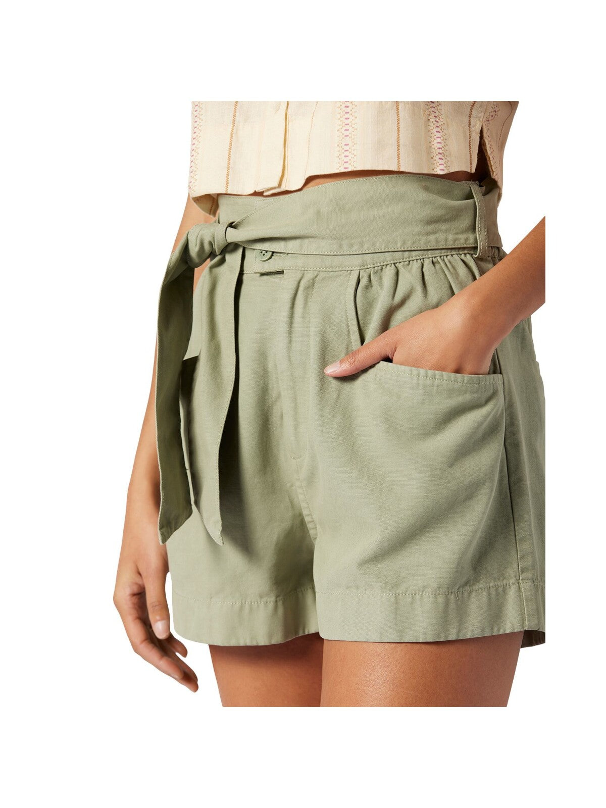 JOIE Womens Zippered Gathered Self-tie Belt Shorts