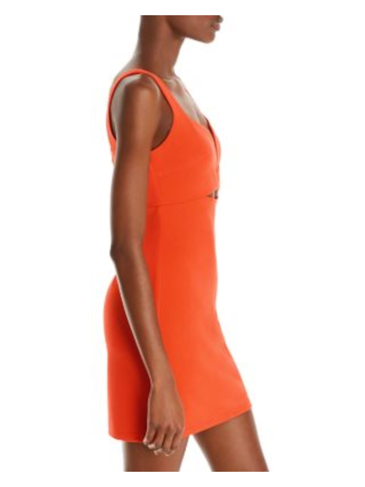 AQUA Womens Orange Cut Out Zippered Lined Sleeveless V Neck Mini Party Body Con Dress XL