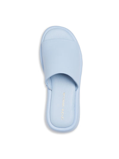 ANDRE ASSOUS Womens Blue Goring Jesse Round Toe Platform Slip On Leather Slide Sandals Shoes 6.5
