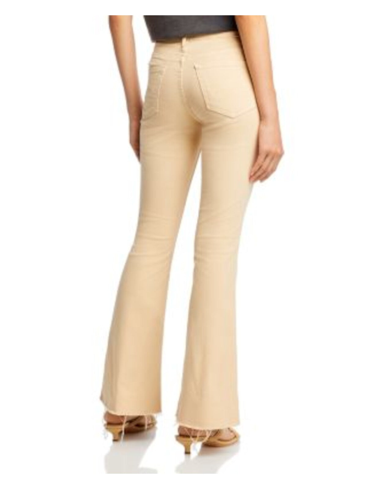 MOTHER Womens Beige Zippered Pocketed Flare Jeans 32