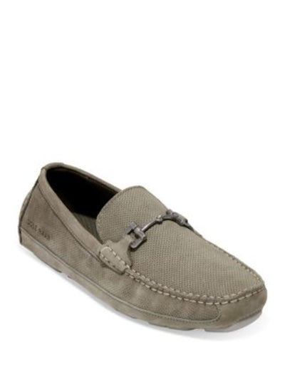 COLE HAAN Mens Green Driver Moc Toe Bit Hardware Treaded Perforated Padded Wyatt Round Toe Slip On Leather Loafers Shoes 10 M