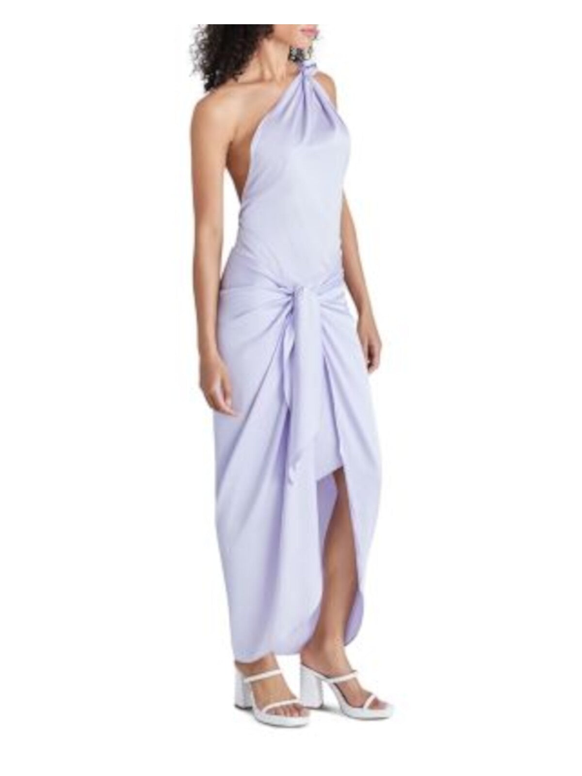 STEVE MADDEN Womens Purple Zippered Tie Draped Front Hi-lo Hem Sleeveless Asymmetrical Neckline Maxi Party Wrap Dress XS