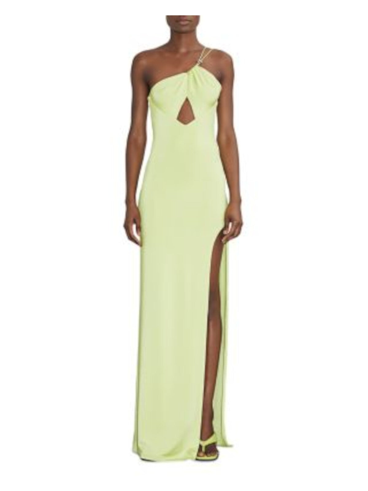 ET OCHS Womens Green Cut Out Zippered Cinch Strap Slitted Lined Sleeveless Asymmetrical Neckline Full-Length Party Sheath Dress 10