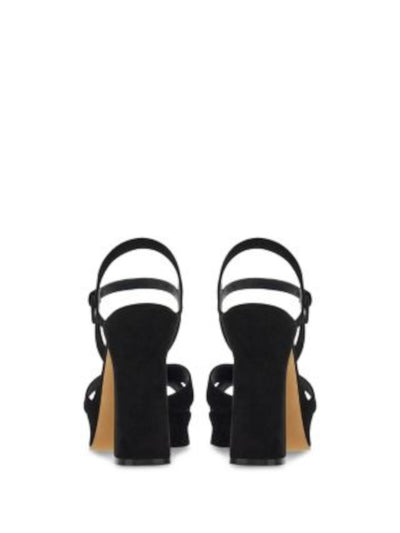 SALVATORE FERRAGAMO Womens Black Padded Strappy Sonya Round Toe Block Heel Buckle Leather Heeled Sandal 8.5 C