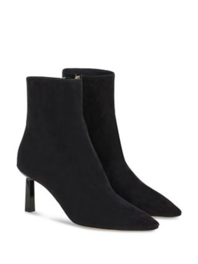 SALVATORE FERRAGAMO Womens Black Padded Janna 70 Pointed Toe Sculpted Heel Zip-Up Leather Heeled Boots 9.5
