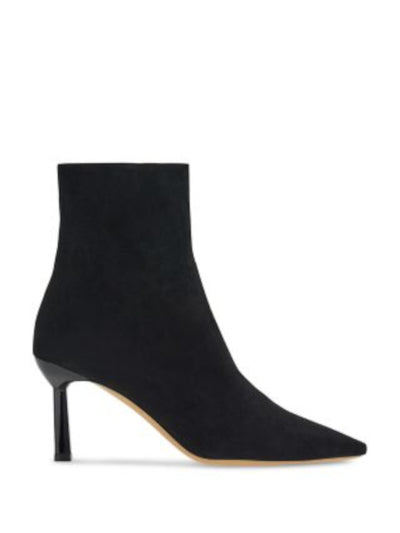 SALVATORE FERRAGAMO Womens Black Padded Janna 70 Pointed Toe Sculpted Heel Zip-Up Leather Heeled Boots 9.5