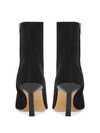 SALVATORE FERRAGAMO Womens Black Padded Janna 70 Pointed Toe Sculpted Heel Zip-Up Leather Heeled Boots 9.5