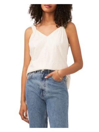 VINCE CAMUTO Womens Lined Ruched Straps Sleeveless V Neck Tank Top