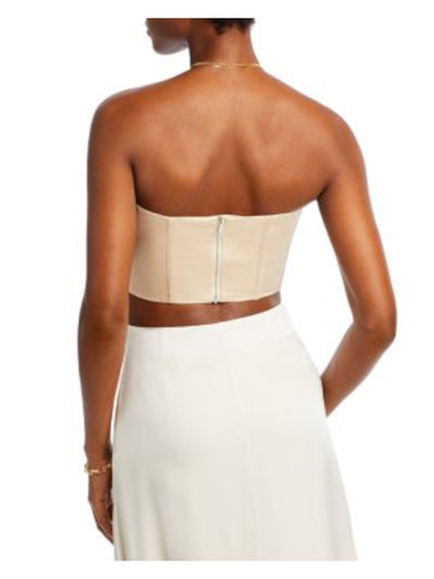 BARDOT Womens Beige Zippered Lined Boning Bustier Sleeveless Strapless Top 4