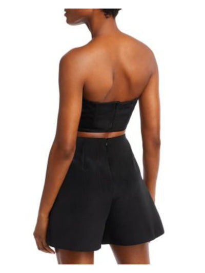 BARDOT Womens Black Zippered Lined Corset Boning Sleeveless Strapless Top 2