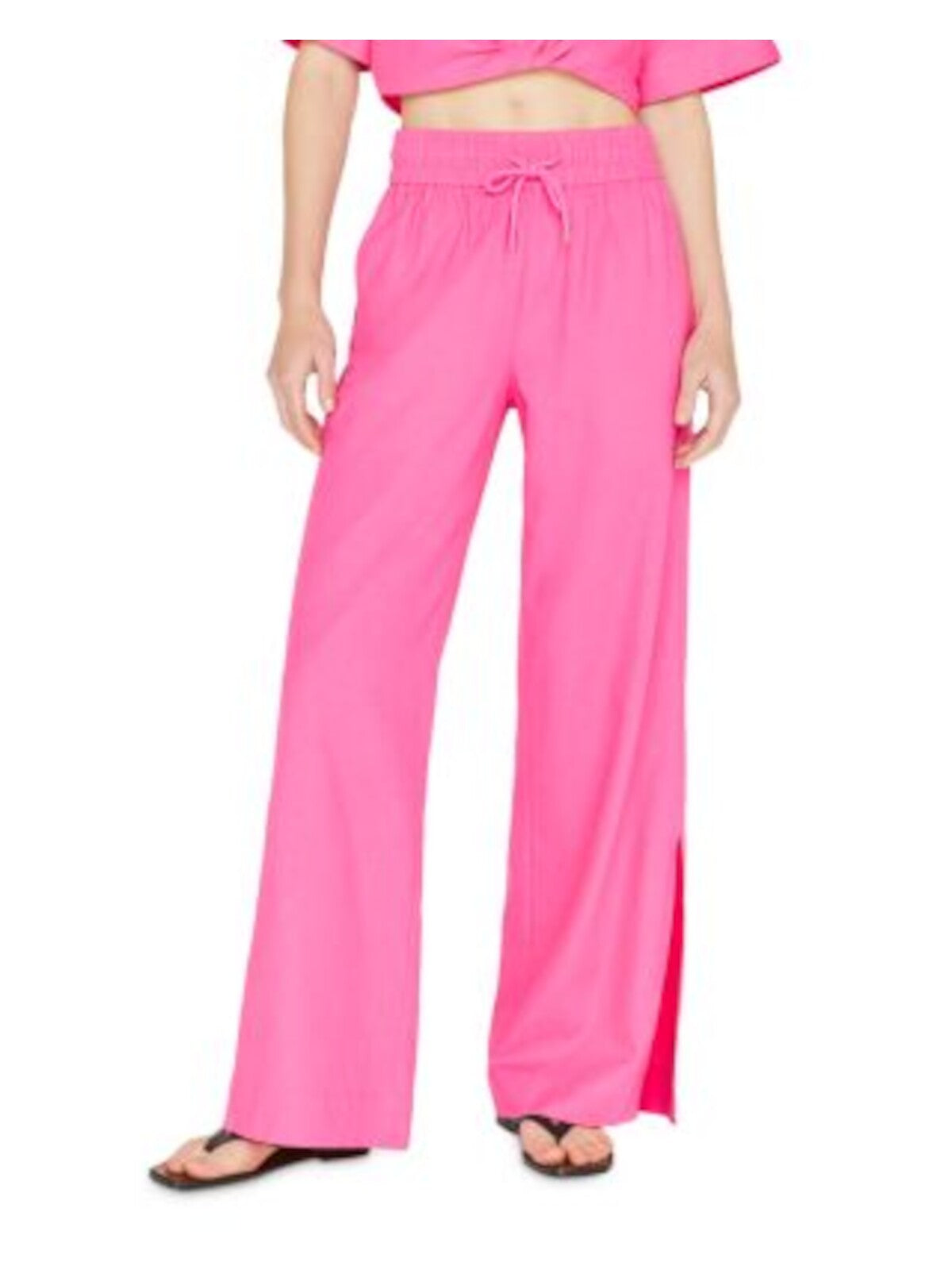 FRAME Womens Pink Pocketed Drawstring Waist Slit Wide Leg Lounge Pants XS