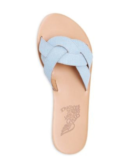 ANCIENT GREEK SANDALS Womens Light Blue Braided Arachne Round Toe Slip On Slide Sandals Shoes 39