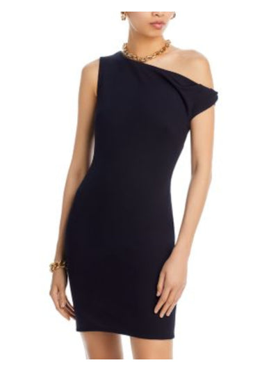 ROSETTA GETTY Womens Black Asymmetrical Neckline Mini Party Body Con Dress M