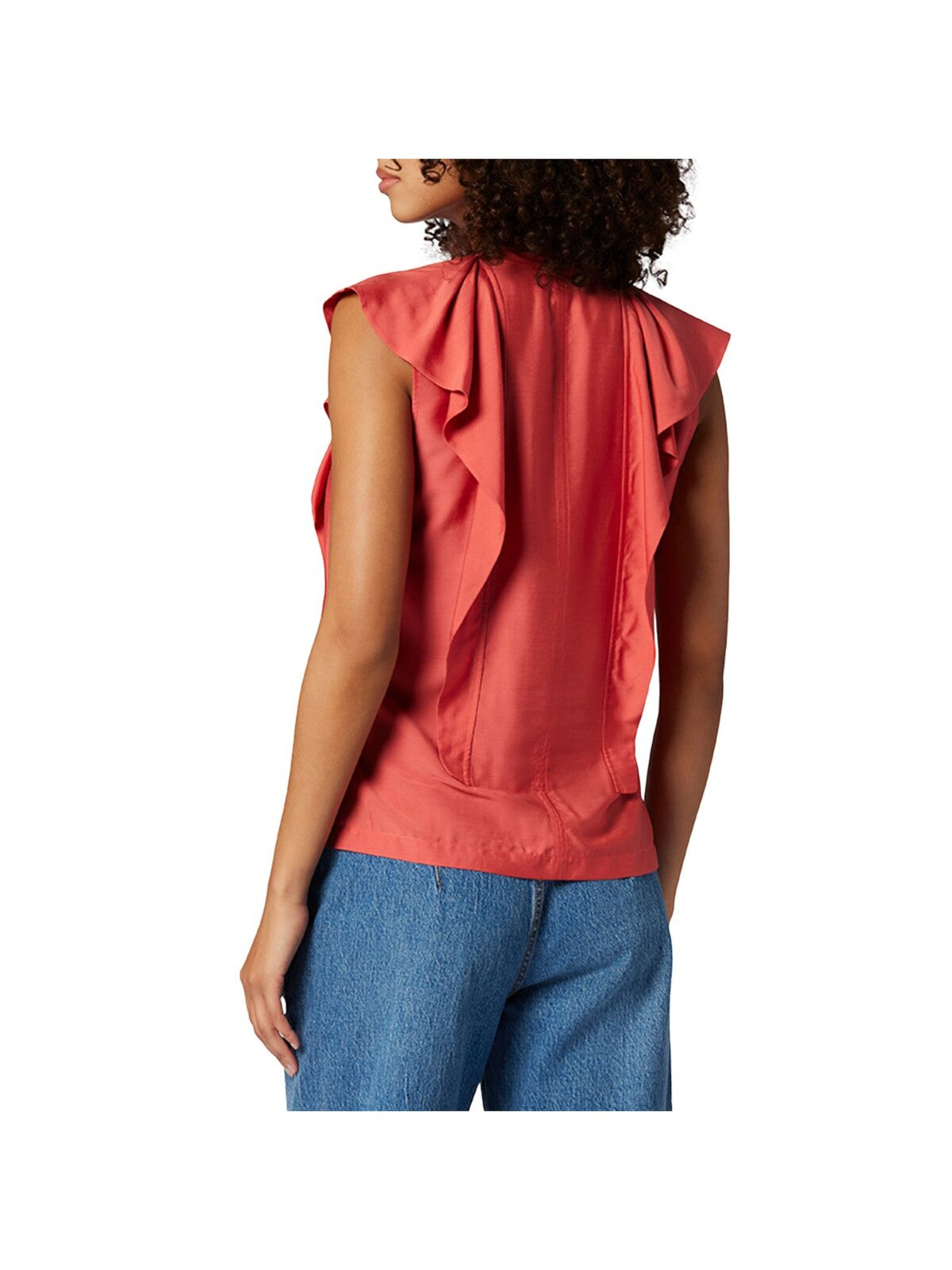 JOIE Womens Coral Ruffled Split Hem Sleeveless V Neck Top M