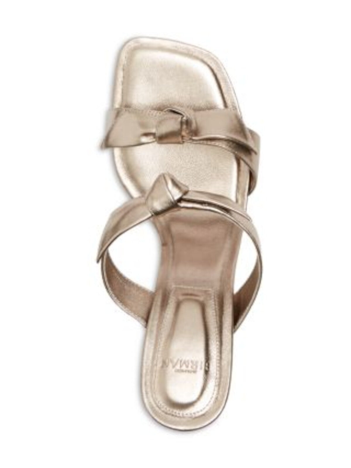 ALEXANDRE BIRMAN Womens Gold Knot Detail Cushioned Clarita Square Toe Sculpted Heel Slip On Leather Heeled Sandal 36