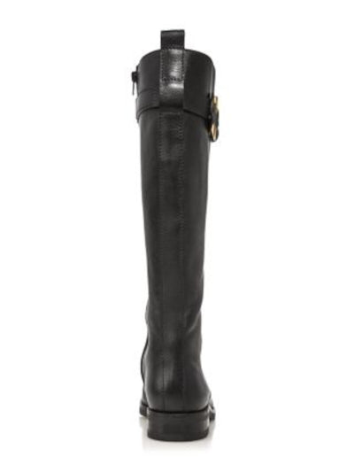 SEE BY CHLOE Womens Black Logo Strap Back Pull-Tab Padded Round Toe Block Heel Zip-Up Leather Rain Boots 37