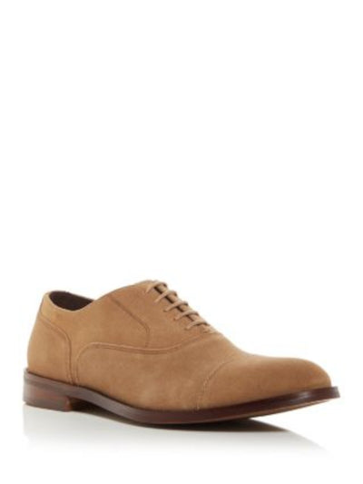 THE MENS STORE Mens Brown Cushioned Cap Toe Block Heel Lace-Up Leather Dress Shoes 10 M