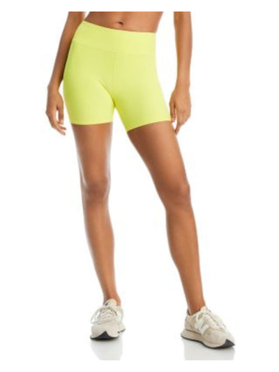 AQUA ATHLETIC Womens Yellow Moisture Wicking Medium Compression Pull-on Active Wear Bike Shorts Shorts XS