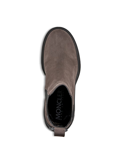 MONCLER Womens Brown 1-1/2" Platform Back Pull-Tab Padded Lug Sole Water Resistant Envile Round Toe Block Heel Leather Chelsea 39