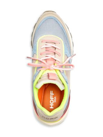 HOFF Womens Beige Mixed Media Breathable Mesh Logo Pull-Tab Cushioned Tana Round Toe Wedge Lace-Up Sneakers Shoes 10